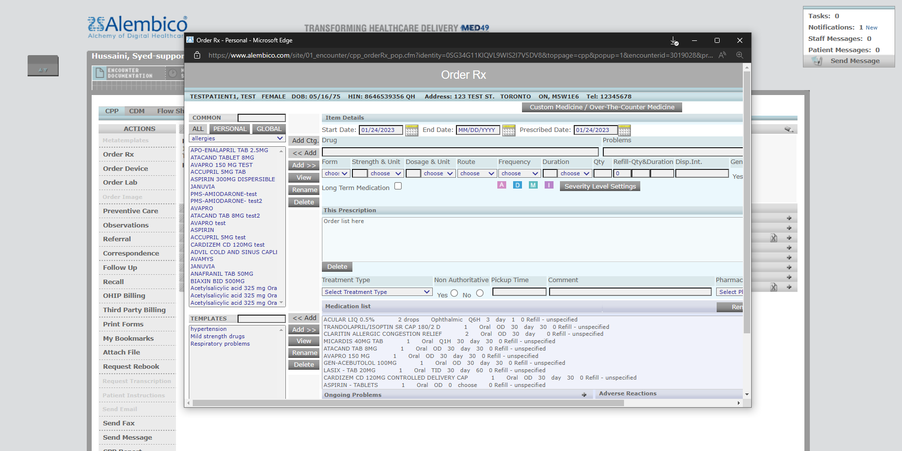 screenshot of Alembico EMR